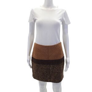 Missoni Womens Wool Color Block Lined Mini Skirt Brown Multi Size 42